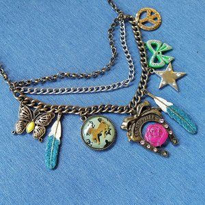 🪶Sagittarius Betsey 3-Chain Lucky Equestrian Horseshoe Butterly Necklace